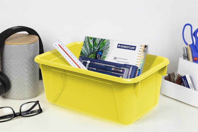 Storex Small Cubby Bins, Pack of 5, 12.2 x 7.8 x 5.1 Inches, Yellow (62410U05C) - Image 3